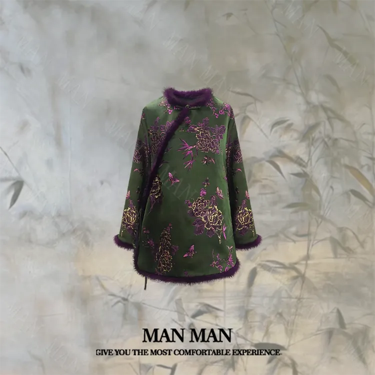 『紫蝶戏』满满出品-牡丹国风衫25372重磅气质时尚百搭保暖