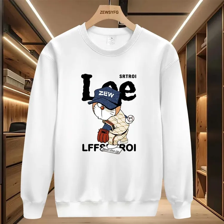 春秋潮牌纯棉重磅时尚圆领卫衣百搭宽松上衣秋冬加绒运动休闲卫衣