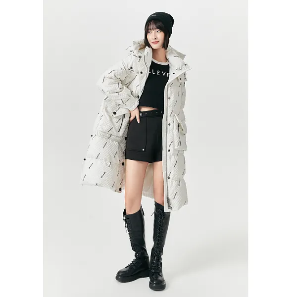 秋冬女新款连帽加厚白鹅绒宽松羽绒服 D66621960