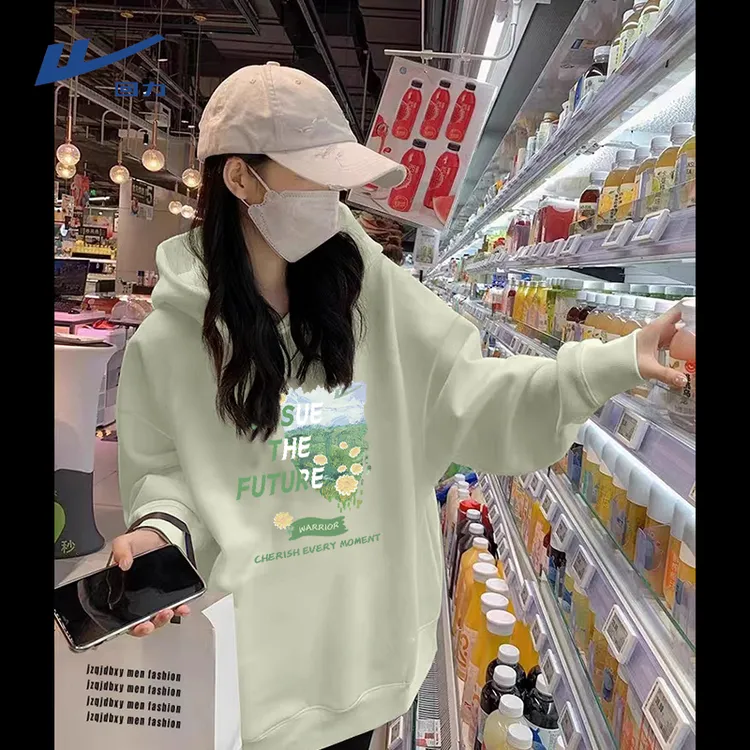 Warrior/回力卫衣外套女春季2025新款爆款灰绿色连帽小个子上衣