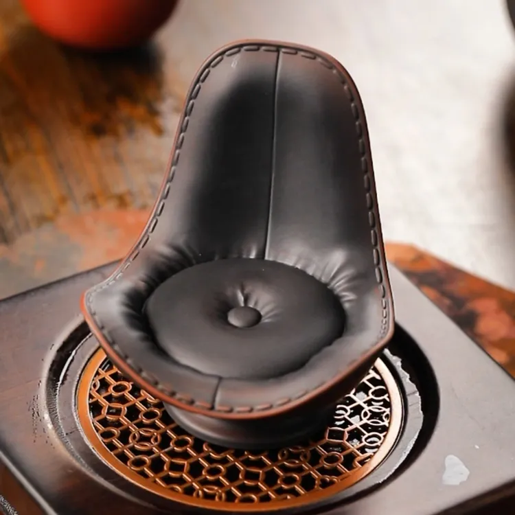 【老板椅】紫陶手机支架茶宠摆件盖置趣味茶玩创意茶道盖托