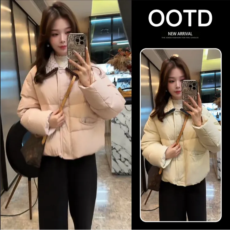 2025新款时尚百搭宽松显瘦设计感小众潮外套棉服裤子两件套保暖