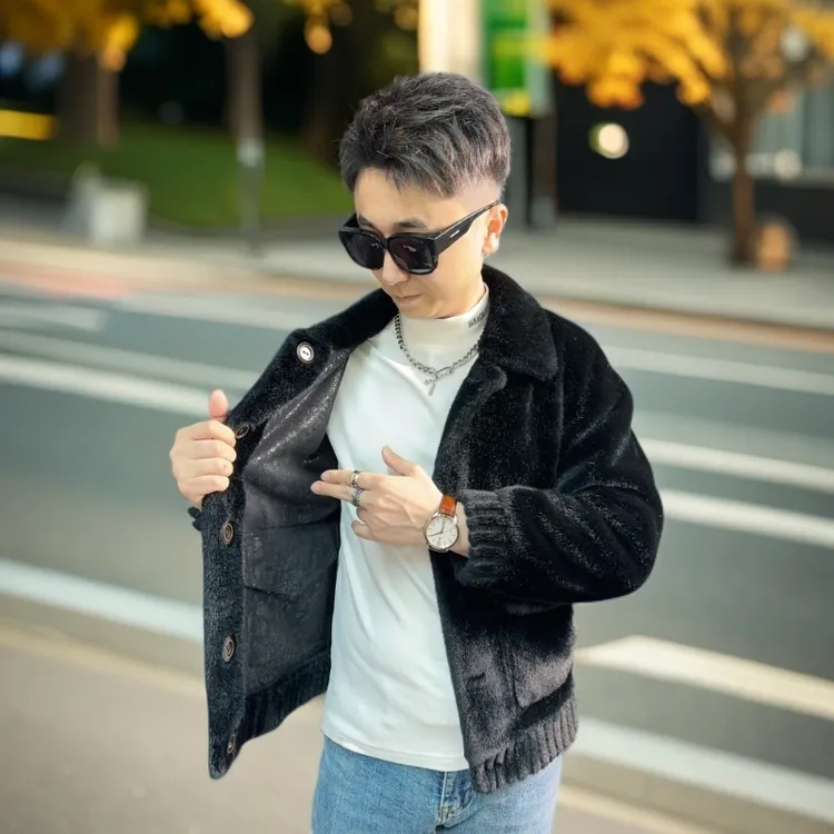 海宁源头高端男士休闲秋冬季新款时尚保暖立翻领加厚两面夹克外套