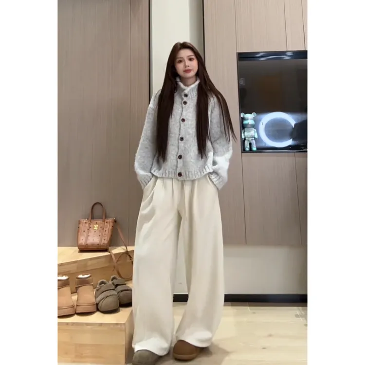 MARIE.COCO秋冬巨好看穿搭温柔软糯针织开衫毛衣休闲裤小个子套装