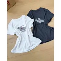 TY1【两只狗狗】秋日简约高克显瘦正肩狗狗T（衣长56）