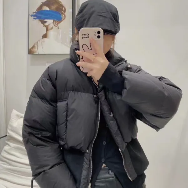 【耿老板1204#M】2024年设计师款收腰面包服小短款白鸭绒羽绒服