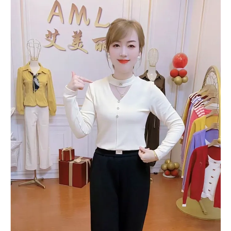AML5 网纱拼接半高领修身显瘦时尚百搭秋冬季保暖上衣打底衫