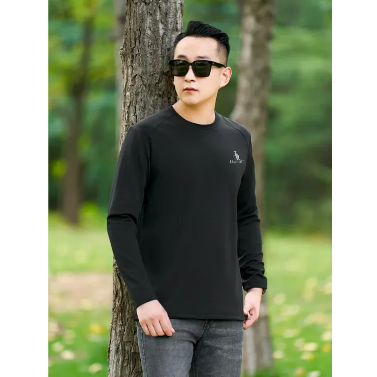 【Dai Shu袋鼠】长袖圆领T恤男士运动速干户外