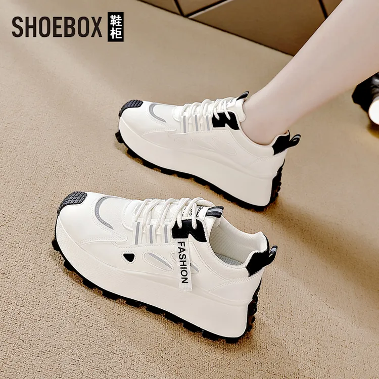 SHOEBOX鞋柜小个子增高厚底老爹鞋女款ins潮流软底舒适防滑运动鞋