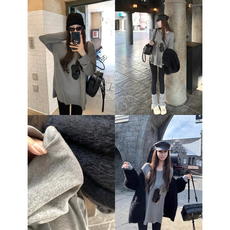 万能好穿 高克重绒感显瘦宽松T恤C 9653#