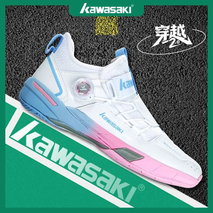 kawasaki/川崎羽毛球鞋穿越2.0男女款减震专业自动旋钮运动鞋装备