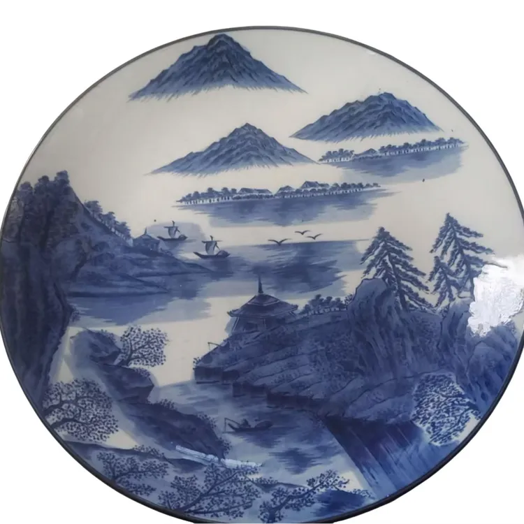 青花大赏盘华山窑手绘