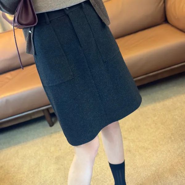 MOL CHIC"温婉"25秋冬半身裙女山羊绒桑蚕丝混纺气质莫兰M25910-2