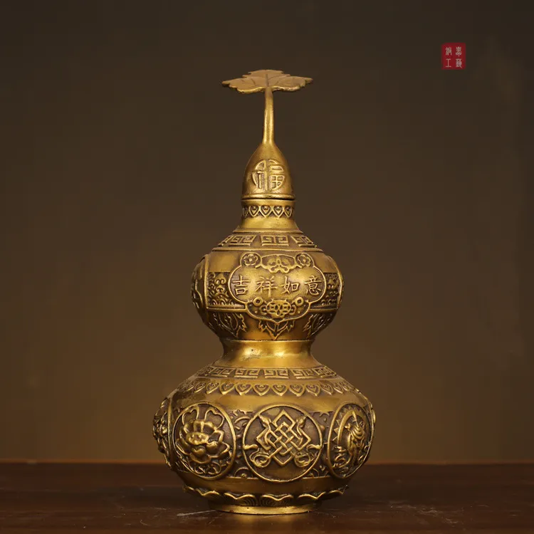 【先生推荐】黄铜吉祥如意葫芦摆件客厅办公室玄关家居装饰品礼品