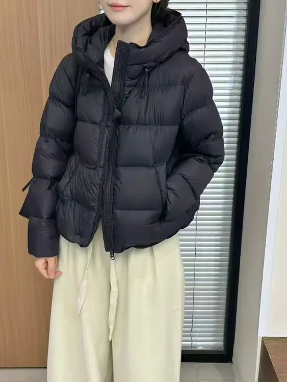 泡芙连帽羽绒服女2025冬季新款宽松小个子白鸭绒时尚洋气面包服女