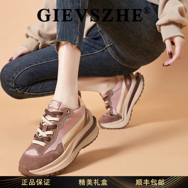 纪诗哲女鞋春季老爹鞋女款韩版厚底运动时尚拼接配色阿甘德训鞋女