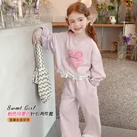 尤画2025春季独特洋气时髦女童装精致蕾丝花边百搭休闲套装67026