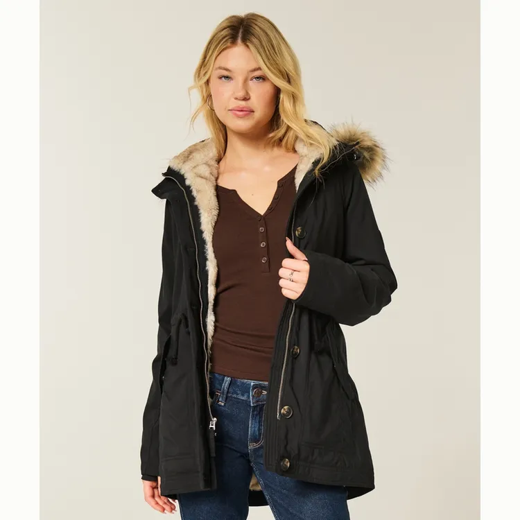 【抗风保暖】Hollister小海鸥图案25秋冬派克风棉服女装344-5073