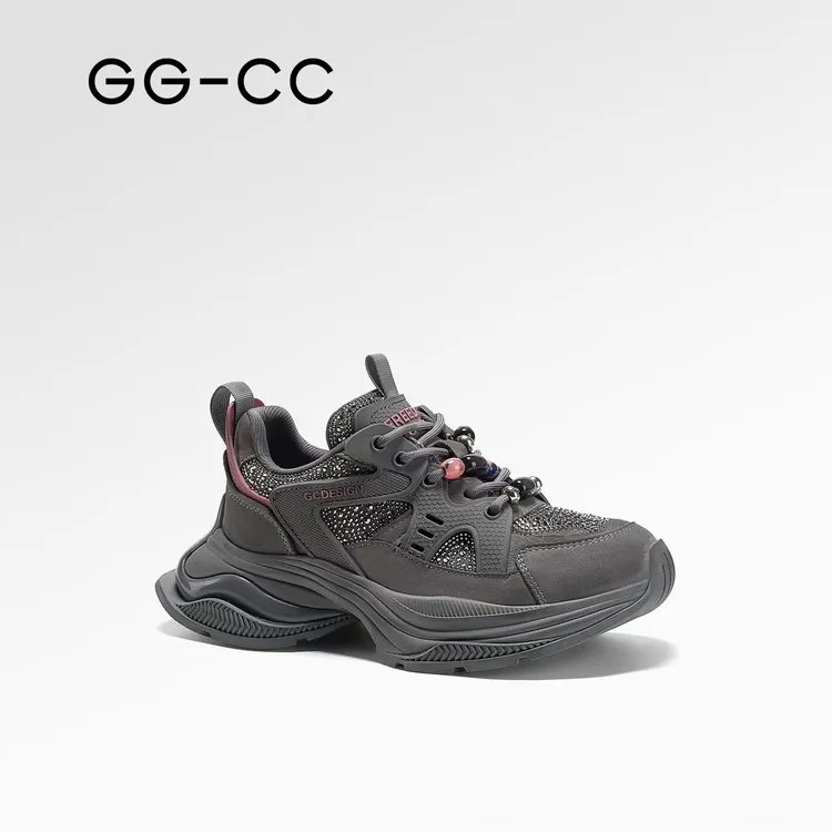 【达摩星座】GGCC2025秋季新款潮流复古串珠老爹鞋女款增高休闲鞋