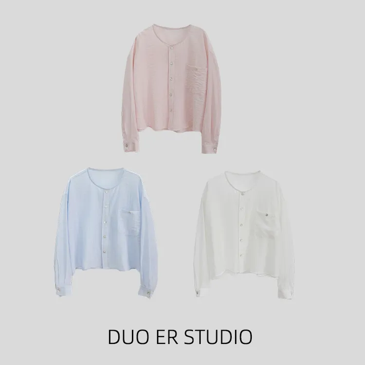 【朵儿studio】莱赛尔天丝！轻松无负担！圆领衬衫 D529