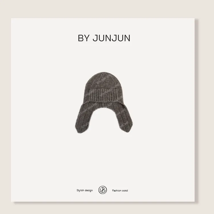 ByJunjun牦牛绒粗毛线护耳帽日系保暖针织帽