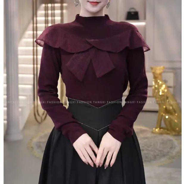 2025秋冬新款【JR-08】含绵羊毛老钱风可外穿精致打底针织衫上衣女