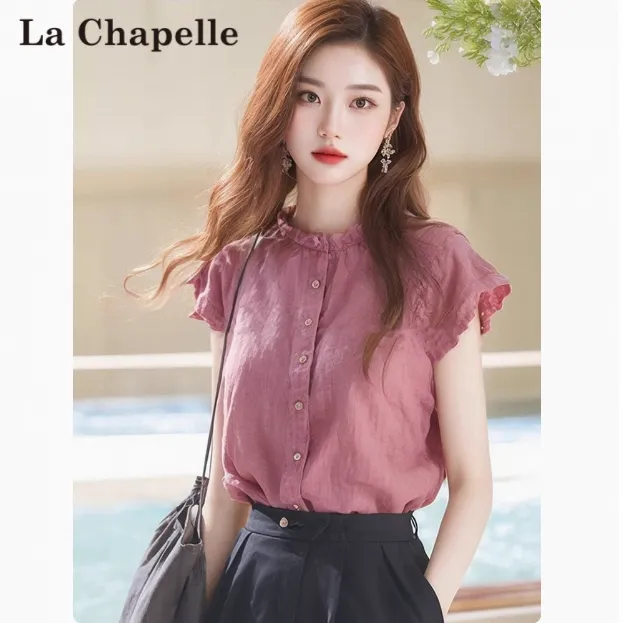 拉夏贝尔短袖衬衫女款爆款2025网红洋气女炸街纯欲慵懒风衣服女装
