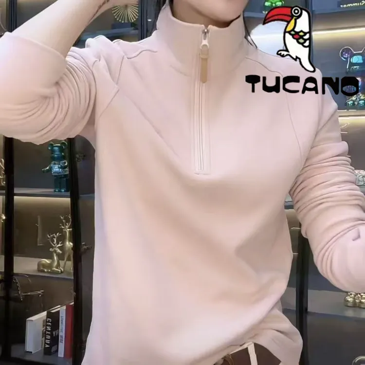 【啄木鸟】2025秋季新款德绒立领拉链卫衣女别致减龄打底衫上衣ins