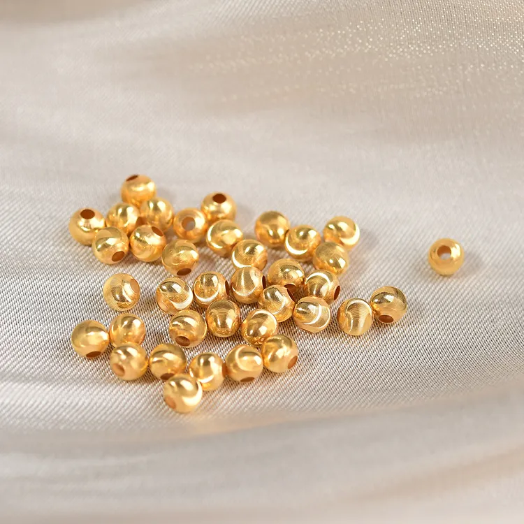 【古语之】18k金3mm金猫眼珠特硬隔珠散珠配件手链项链手工DIY配饰