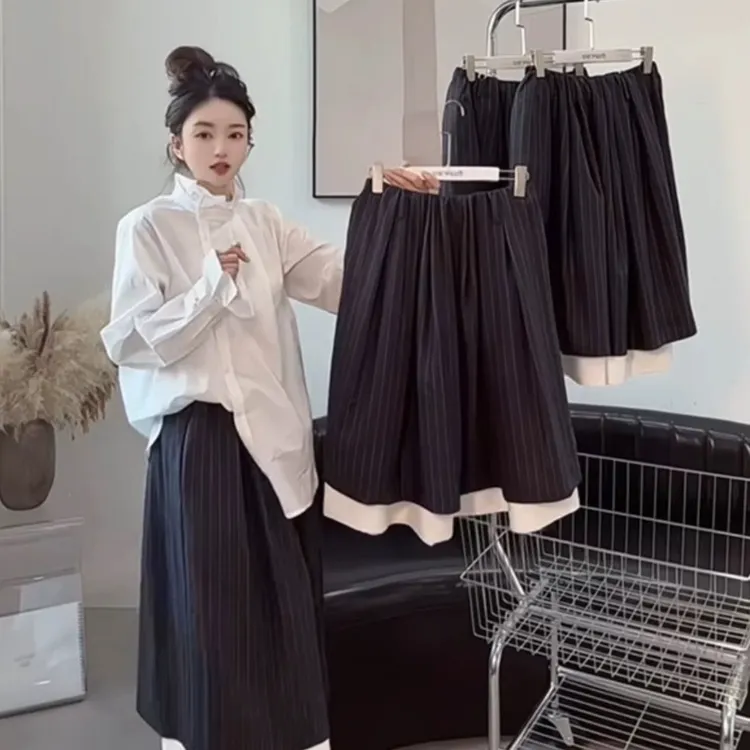 百褶裙自然腰花苞裙纱裙韩版半身裙半裙森系中长裙裙子宽松