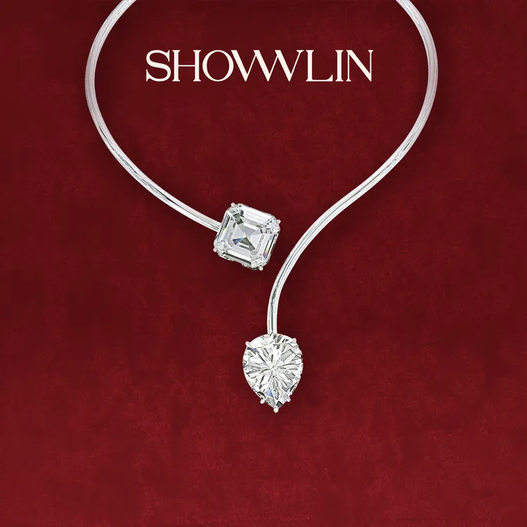 ShownLin 铜合金锆石项链 小众设计感方糖系列镶钻项链气质时尚