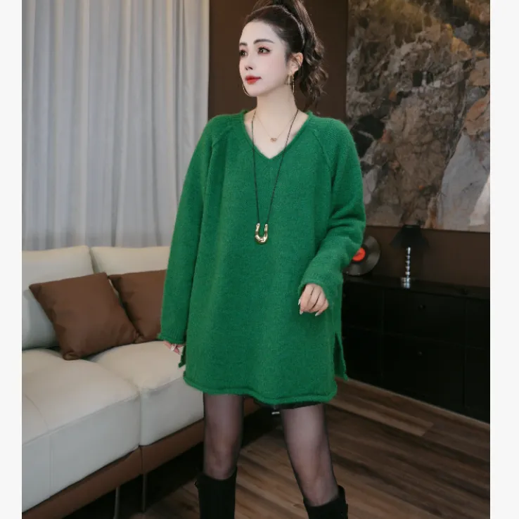 【鑫蕾】新款V领针织毛衣时尚气质设计感纯色百搭针织毛衣29352