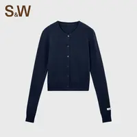 【窦窦戈专属】SW速惟新款法式针织100羊毛开衫慵懒简约百搭4181