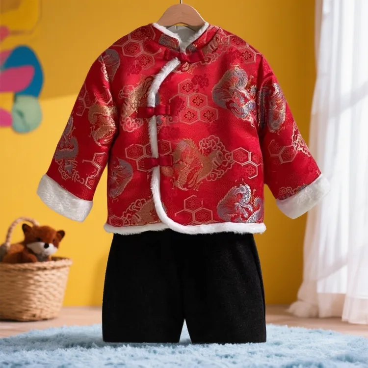 周岁礼服男宝宝冬婴儿抓周拜年服男童中式儿童过年服宝宝生日礼服