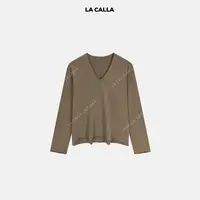 LA CALLA V领卷边薄款松弛卫衣OY-AT6370