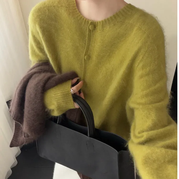 羊绒开衫宽松型针织纯色简约慵懒网红羊绒衫羊绒内搭
