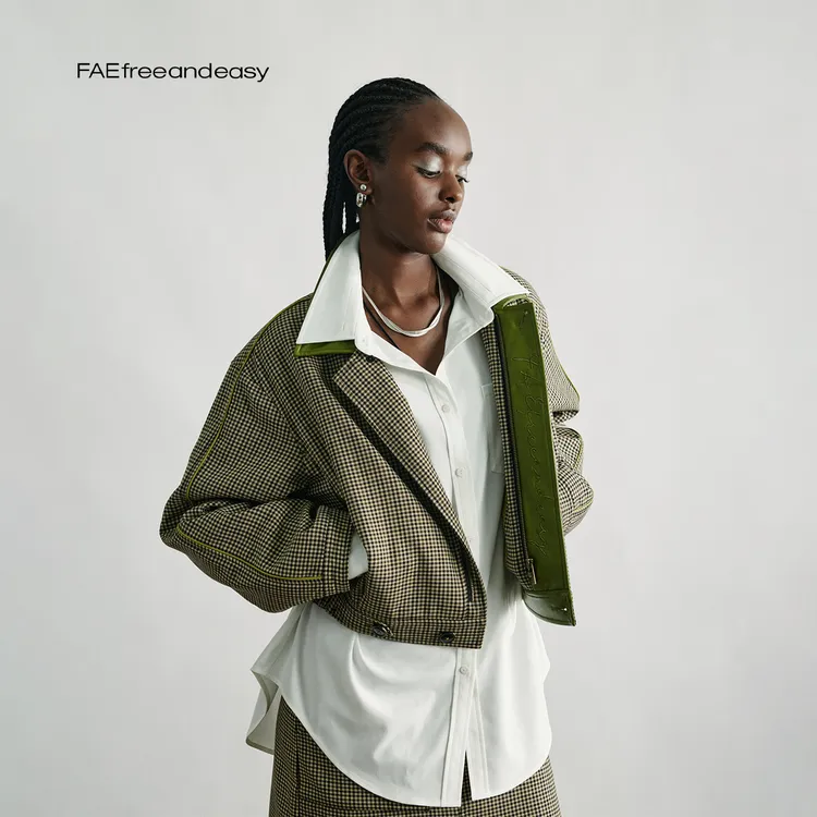 【Abing】FAEfreeandeasy "丘暮谣 橄榄球夹克棉服" B513002