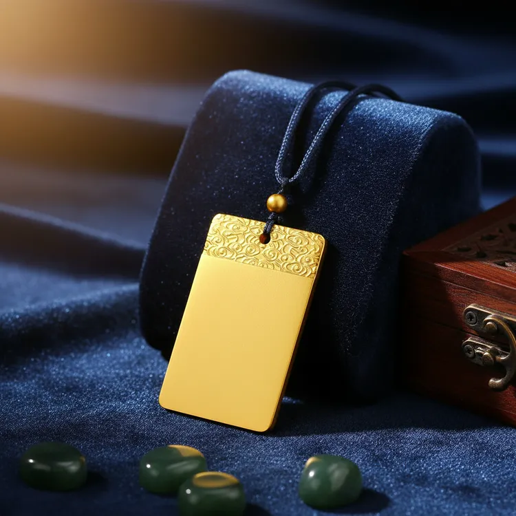 铜合金吊坠 平安无事牌金色无事牌铜合金毛衣链