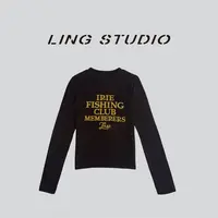 LING/STUDIO『潮妹妹』秋季字母减龄时尚圆领长袖打底T恤5091178