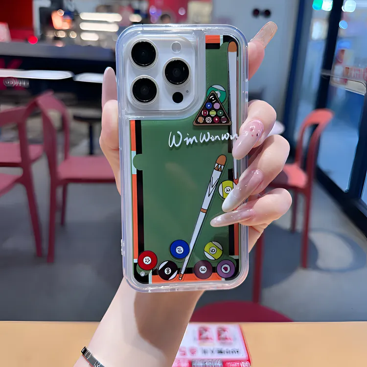 创意流沙滑片台球适用iPhone16/15promax手机壳苹果14/13套12防摔