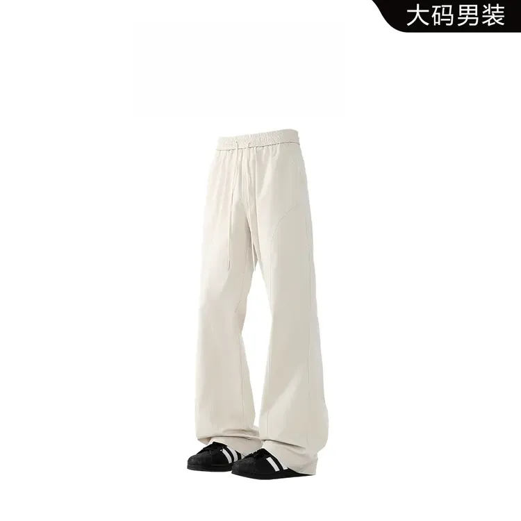 CH春秋大码休闲长裤男款拼接宽松潮流百搭微喇直筒裤轻奢痞帅男装