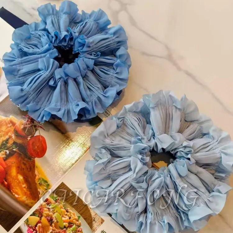 CAICARFONG/彩咖小众设计法式少女重工多层蕾丝百搭大肠发圈