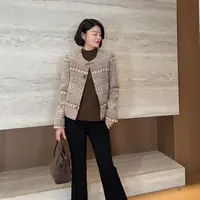 TANTAN 复古时尚圆领长袖秋季夹克短款外套3173