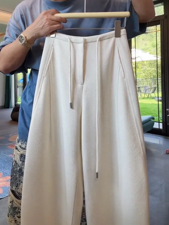 2025秋冬款羊毛时尚百搭休闲宽松直筒裤弯小刀裤C6406