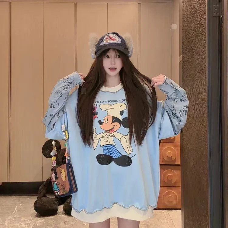 【陶格】休闲卡通印花假两件拼接卫衣TG25D4T3286