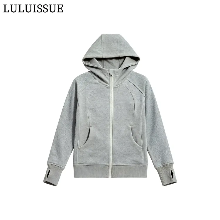 LULUISSUE修身卫衣外套女春秋夏季薄款短款连帽运动瑜伽服