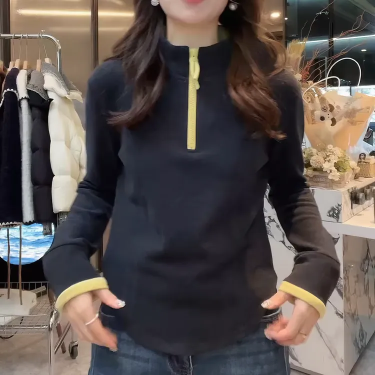 【榴莲千层】秋冬ins风修身卫衣加厚洋气可外穿内搭打底衫LK2508712