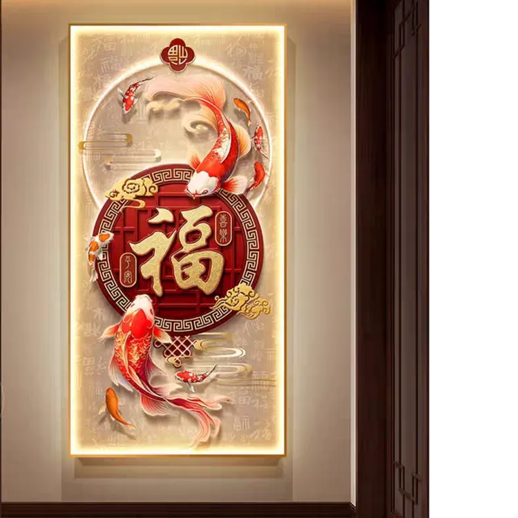 福字玄关装饰画高级感走廊壁画新中式入户正对门寓意好百福图挂画