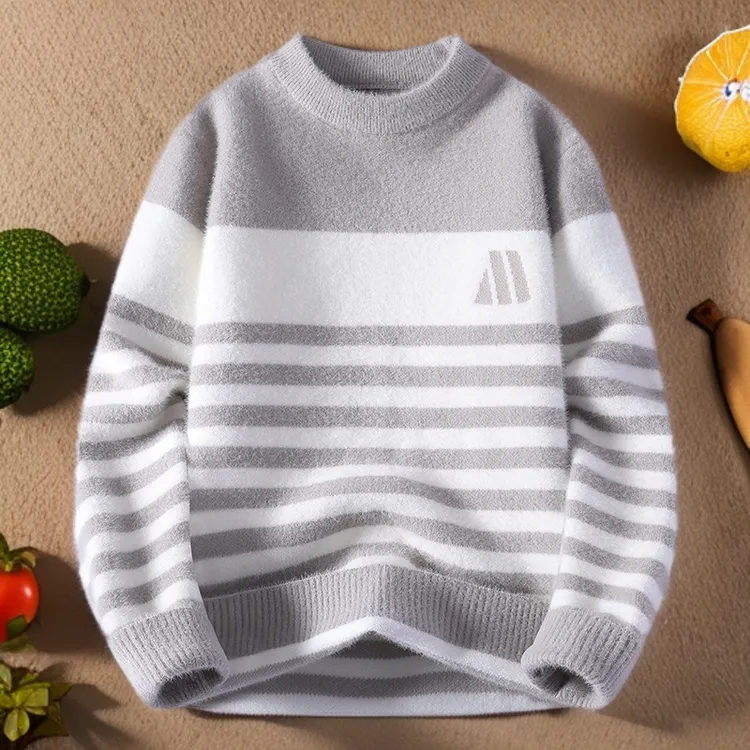 水貂绒毛衣男款2025新款男士针织衫保暖毛线衣冬季加绒加厚打底衫