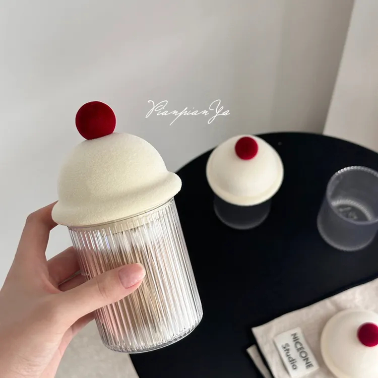 创意小礼帽透明牙签盒餐厅桌面带盖牙线盒棉签卸妆棉收纳盒收纳罐